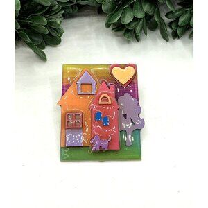 Handmade Lucinda Collectible House Pin With Colorful Design